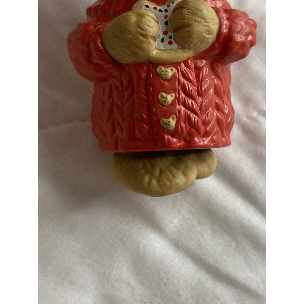Vtg Christmas Ornament 2001 Hallmark Keepsake Snuggly Sugar Bear Bell Porcelain.